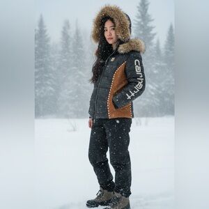 New Woman’s Carhartt stylish bomber jacket. Removable fur